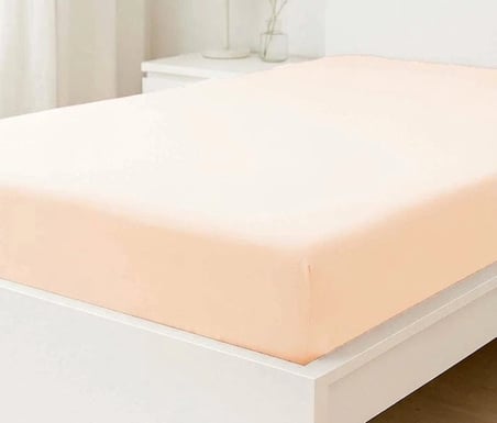 Newsheet %100 Pamuklu Terletmeyen ve Kaymayan Lastikli Çift Kişilik Penye Çarşaf (160x200 cm - Somon)