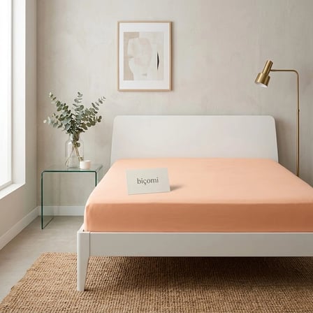 Biçomi Newsheet %100 Pamuklu Kaymayan & Terletmeyen Çift Kişilik Penye Lastikli Çarşaf (180X200 Cm - Somon)