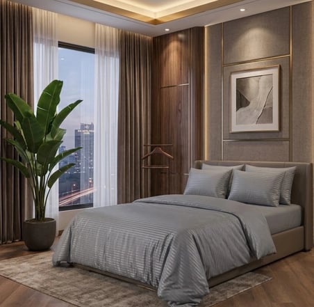Biçomi Otel Konforunda Nefes Alan Çizgili Pamuk Saten Çift Kişilik Nevresim Takımı – Antrasit