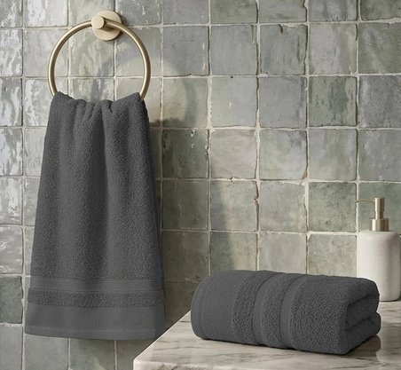 Ayla Antrasit Ultra Emici Hızlı Kuruyan %100 Pamuklu Spa Konforu Banyo Havlu Seti