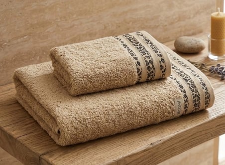 Savana Premium %100 Pamuklu Ultra Emici 2’li Banyo ve El-Yüz Havlu Seti (Kum Beji)