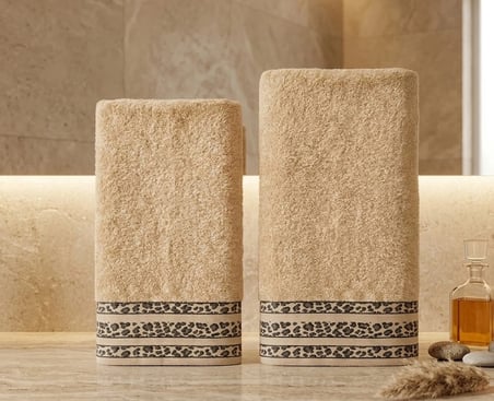 Savana Premium %100 Pamuklu Ultra Emici 2’li Banyo ve El-Yüz Havlu Seti (Kum Beji)
