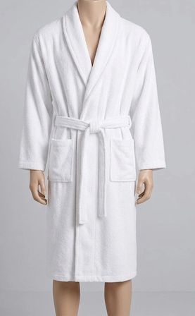 Bicomi  Pamuk Şal Yaka Unisex Beyaz Banyo Bornozu – Hızlı Kurulayan Spa & Otel Konforu