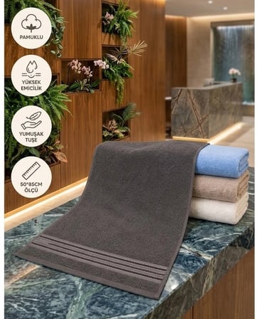 Biçomi Softline Collection: Banyonuzda Karmaşayı Bitiren, Hızlı Kuruyan Yumuşak Dokulu 4’lü El ve Yüz Havlusu Seti (50x85 cm)