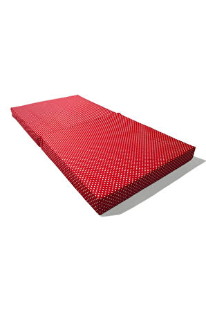 Katlanır Bebek Yatağı Beşik 60x120 7 cm Kalınlık Kırmızı Puantiyeli