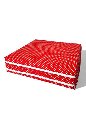 Katlanır Bebek Yatağı Beşik 60x120 7 cm Kalınlık Kırmızı Puantiyeli