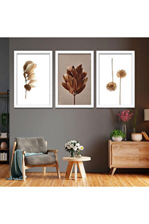 GÜMÜŞ AYNALI PLEKSİ ÇERÇEVELİ MODERN GRİ SARI YAPRAK DESENLİ SOYUT ÇİZİM TABLO