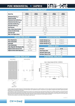 CW Enerji 545Wp 144PM M10 HC-MB Güneş Paneli