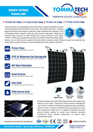 TommaTech 110Wp Flexible(Esnek) Güneş Paneli