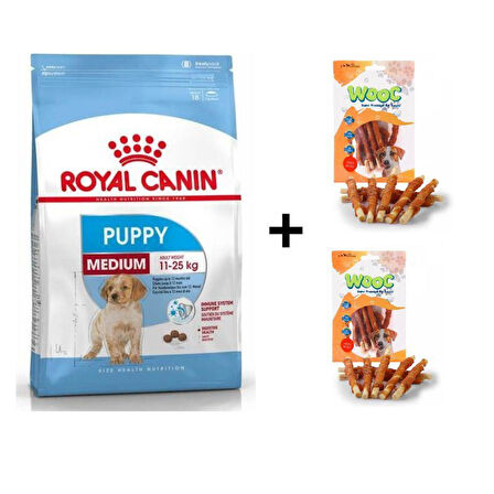 Royal Canin Medium Puppy Orta Irk Yavru Köpek Maması 15 Kg + 2 Adet Wooc Ödül 80 Gr