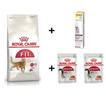 Royal Canin Fit 32  Kuru Kedi Maması 2 Kg + 2 Adet RC Yaş Mama 85 gr + 20 gr GimCat Malt 