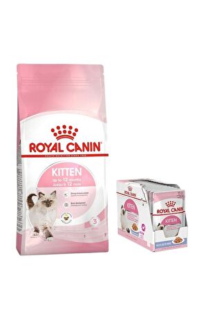 Royal Canin Kitten Yavru Kedi Maması 10 Kg, Royal Canin Kitten Jelly Yaş Mama x 12 Adet