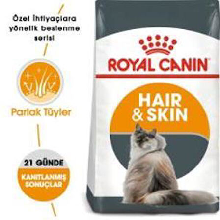 Royal Canin Hair Skin  Kedi  Maması 2 Kg + 2 Adet Yaş Mama Hediye