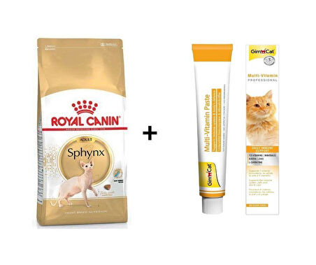 Royal Canin Sphynx Yetişkin Kedi Maması 2 kg + Gimcat Multivitamin 100 Gr