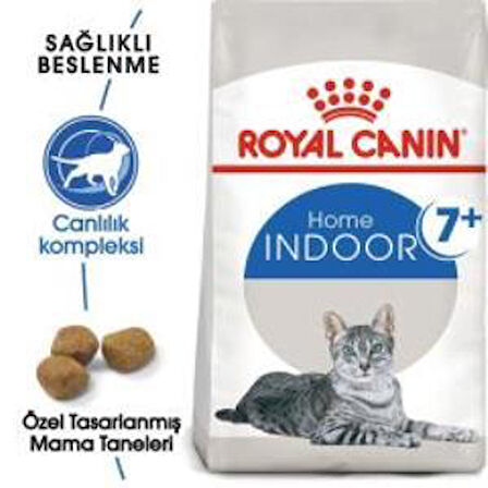 Royal Canin İndoor 7+ Yaşlı Kuru Kedi Maması 1,5 Kg + 2 Adet Yaş Mama Hediye