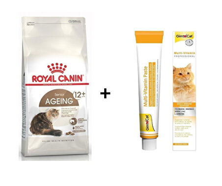Royal Canin Ageing 12+ Yaşlı Kuru Kedi Maması 2 kg + Gimcat Multivitamin 100 Gr