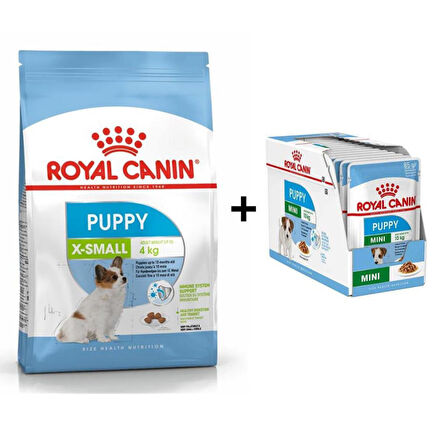 Royal Canin X-Small Puppy Küçük Irk Yavru Köpek Maması 3 Kg + 12 Adet Yaş Mama