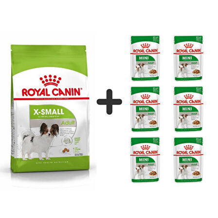 Royal Canin X-Small Küçük Irk Köpek Maması 3 Kg + 6 Adet Yaş Mama