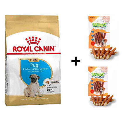 Royal Canin Pug Junior Yavru Köpek Maması 1,5 kg + 2 Adet Wooc Ödül 80 Gr 