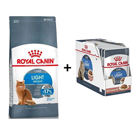 Royal Canin Light Weight Kedi Maması 8 Kg + 12 Adet Royal Canin Ultra Light Yetişkin Kedi Maması 85 Gr  