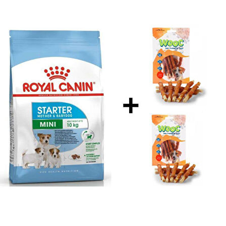 Royal Canin Mini Starter Küçük Irk Anne ve Yavru Köpek Maması 4 Kg + 2 Adet Wooc Ödül 80 Gr 
