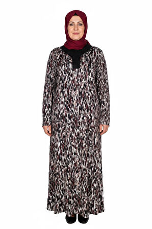 Hesna Kadın Minel Battal Beden Kuplu Boydan Siyah Elbise Desen 30