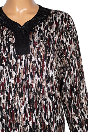 Hesna Kadın Minel Battal Beden Kuplu Boydan Siyah Elbise Desen 30