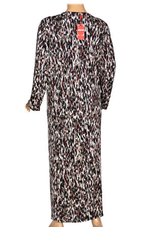 Hesna Kadın Minel Battal Beden Kuplu Boydan Siyah Elbise Desen 30