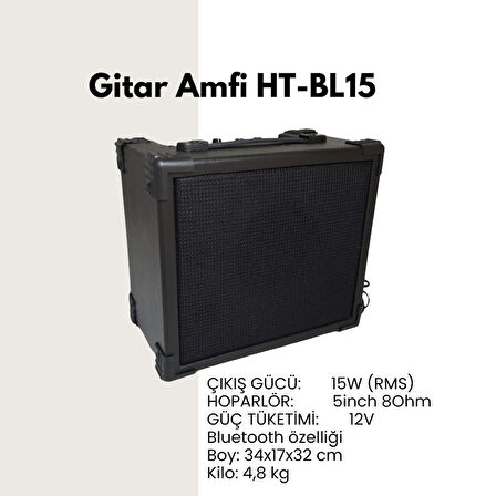 15 Watt Çift Giriş Bluetooth lu Gitar Amfisi