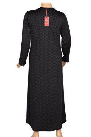 Hesna Kadın Buket Büyük Beden Devore Kuplu Kışlık Siyah Elbise