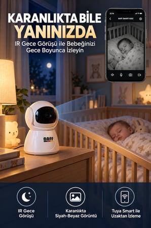 SMART-6202 1080P Full HD WiFi Bebek Kamerası 2MP Gece Görüşlü Mikrofonlu Hareket Algılamalı Tuya Smart Akıllı Kamera