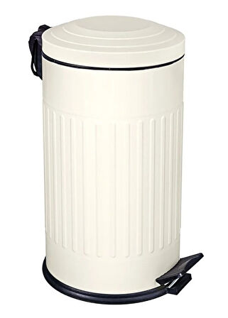 Vintage 16 Lt Yavaş Kapanır Kapaklı Ofis Mutfak Banyo Balkon Çöp Kovası Krem