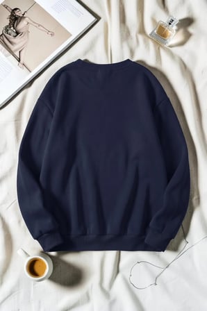 Unisex Baskılı Bisiklet Yaka Sweatshirt