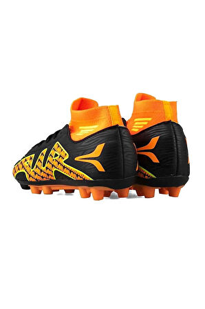 Çoraplı Bilekli Boğazlı Krampon Futbol Ayakkabısı SİYAH - TURUNCU