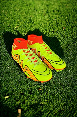 Çoraplı Bilekli Boğazlı Krampon Futbol Ayakkabısı SARI - TURUNCU