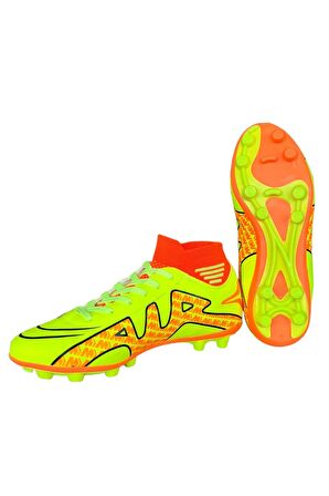 Çoraplı Bilekli Boğazlı Krampon Futbol Ayakkabısı SARI - TURUNCU
