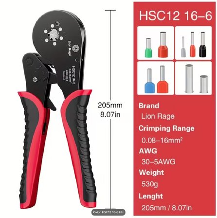 HSC12 16-6 0.08-16 MM² SOĞUK SIKMA YÜKSÜK SIKMA PENSESİ