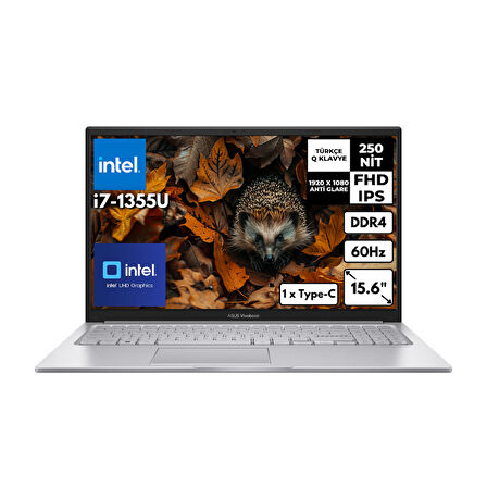 Asus Vivobook 15 i7-1355U 16GB 256GB SSD 15.6" FHD Windows 11 Pro Taşınabilir Bilgisayar X1504VA-NJ412HMF51