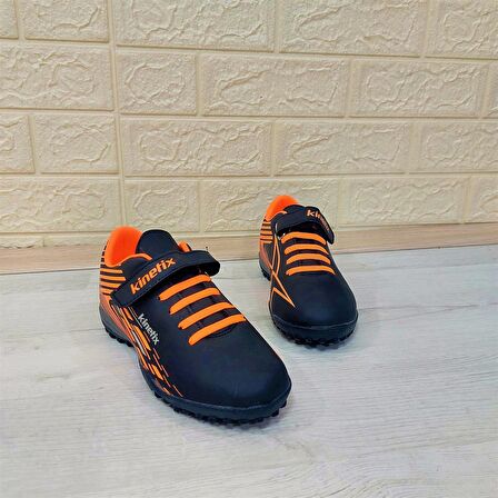 Kinetix Bruno Tf Siyah Turuncu Cırtlı Çocuk Futbol HAlısaha Spor Ayakkabı