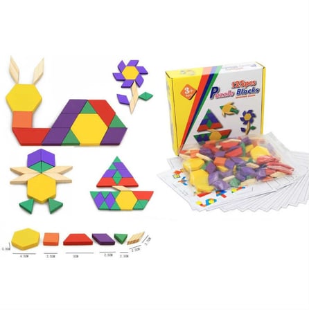 Sepetegelsin Ahşap 125 Parça Blok Tangram Puzzle