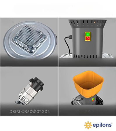 Epilons Pro 1300w Elektrikli Tahıl Ve Baharat Öğütücü - 0,6-8 Mm Ayarlanabilir Granül, Paslanmaz Çelik