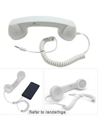 Cep Telefonları İçin Hoparlör Ve Mikrafon Görevli Retro Kablolu Telefon Ahizesi (beyaz)
