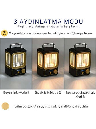 Ampul Solar Şarj Edilebilir 12 Led 1 Rustikli Led Kamp Lambası