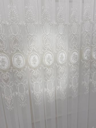NİVEMESHOME HAZEL APLİK3 EKRU 1/2,5 PİLELİ BAMBU TÜL PERDE