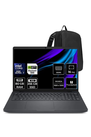 Pro Max 16 Core Ultra 7 255H RTX Pro 500 Blackwell 6GB 80GB RAM 256GB SSD 16" FHD+ FreeDOS MC16250P343 İş İstasyonu + PER4 Çanta