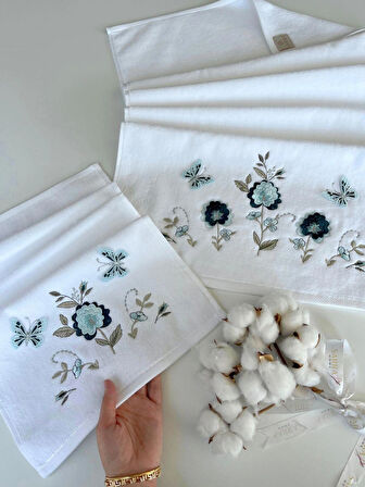 SARRA KADİFE 3D NAKIŞLI ANALI KIZLI 2'Lİ TAKIM - AKASYA-HARDAL