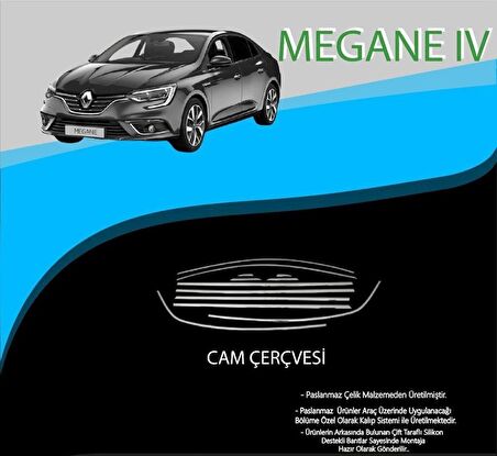Renault Megane 4 Krom Cam Çerçevesi 12 Parça
