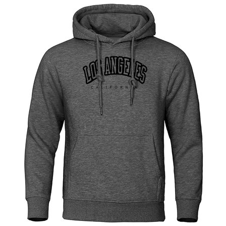 Los Angeles California Siyah Baskılı Erkek Kazak Hipster Sıcak Kapşonlu Hip Hop Crewneck Kapü