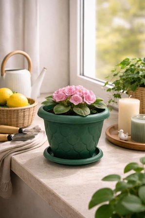 Omnipazar SO-D006 Damla Desen Tabaklı Saksı Takımı 5 Litre No:6