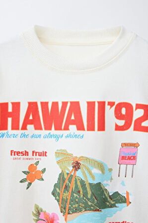 Hawaii  92 Baskılı Kız Çocuk  %100 Pamuk Tişört